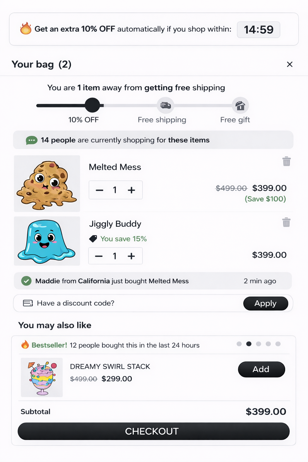 BuyerBrains cart drawer with all features